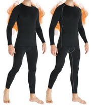 TELALEO 2 Set Mens Thermal Underwear Fleece Lined Long Johns 4 Pcs Base Layer Shirts Pant for Cold Winter Weather L
