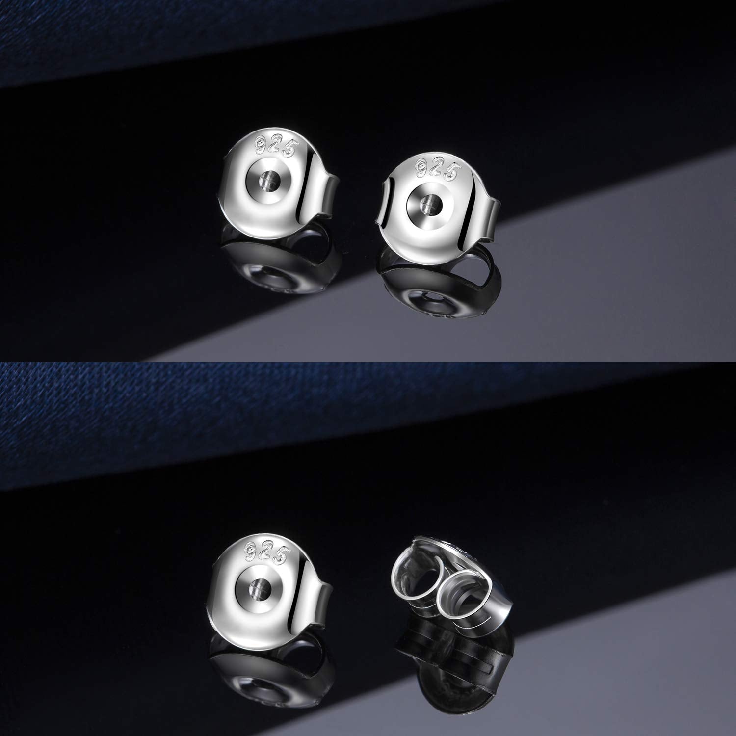 12PCS Real 925 Silver Earring Backs Replacements, 18K White Gold Plated Hypoallergenic , Secure Ear Locking for Stud Nut for Posts, 6mm