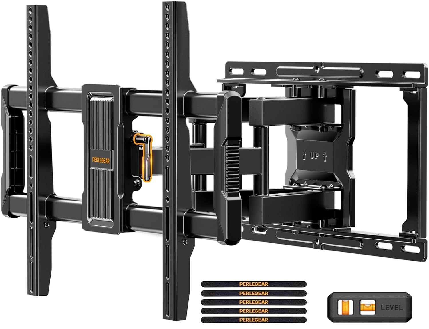 Perlegear UL-Listed Full Motion TV Wall Mount for 40Ã¢ÂÂ86 Inch Flat Curved TVs up to 132 lbs, 12Ã¢ÂÂ³/16Ã¢ÂÂ³ Wood Studs, TV Mount Bracket with Tool-Free Tilt, Swivel, Extension, Max VESA 600 x 400mm, PGLF15