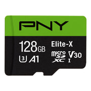 PNY 128GB Elite-X Class 10 U3 V30 microSDXC Flash Memory Card - 100MB/s, Class 10, U3, V30, A1, 4K UHD, Full HD, UHS-I, microSD