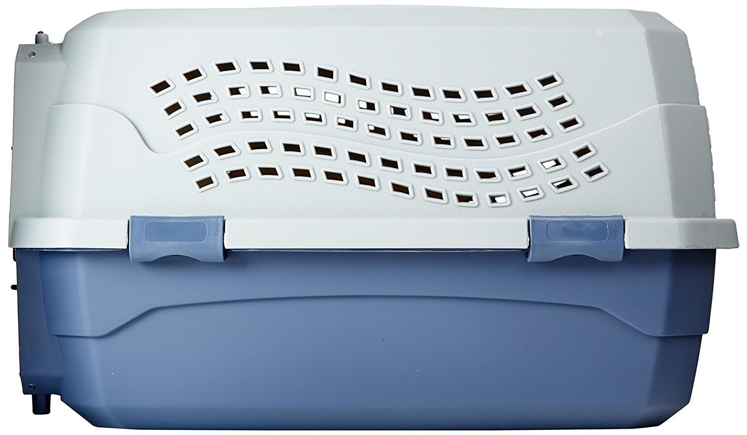 Amazon Basics 2-Door Top-Load Hard-Sided Dogs, Cats Pet Travel Carrier, Gray & Blue, 22.8"L x 15.0"W x 13.0"H