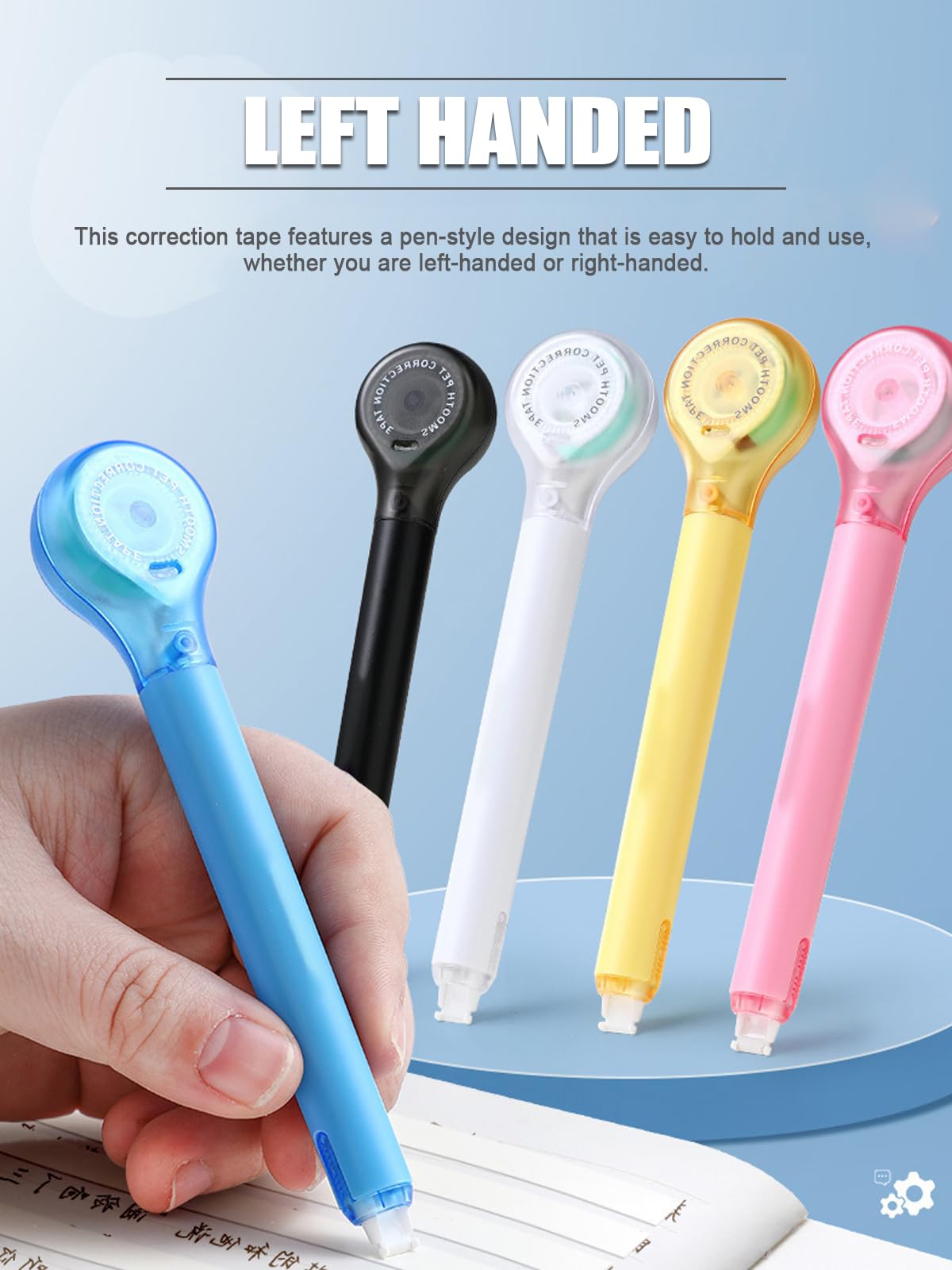 Alopuxi 5pcs Correction Tape Pen, White, 1/5" x 236", Push-pull Protectiv