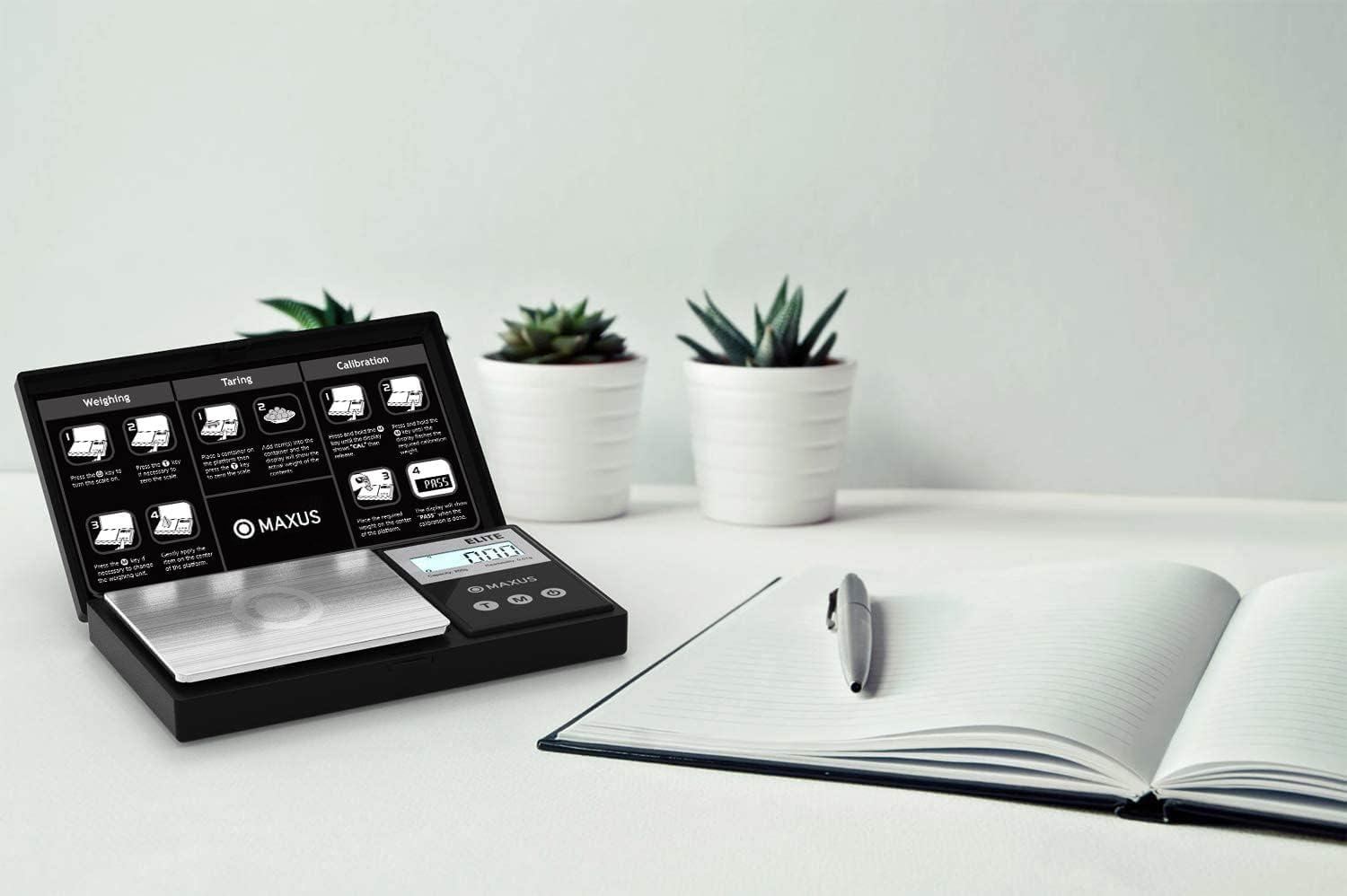 MAXUS Digital Pocket Gram Scale 500g x 0.01g High Precision with Tray, Weighs Small Food, Jewelry, Ounces, Grains, LCD Display, Tare Function