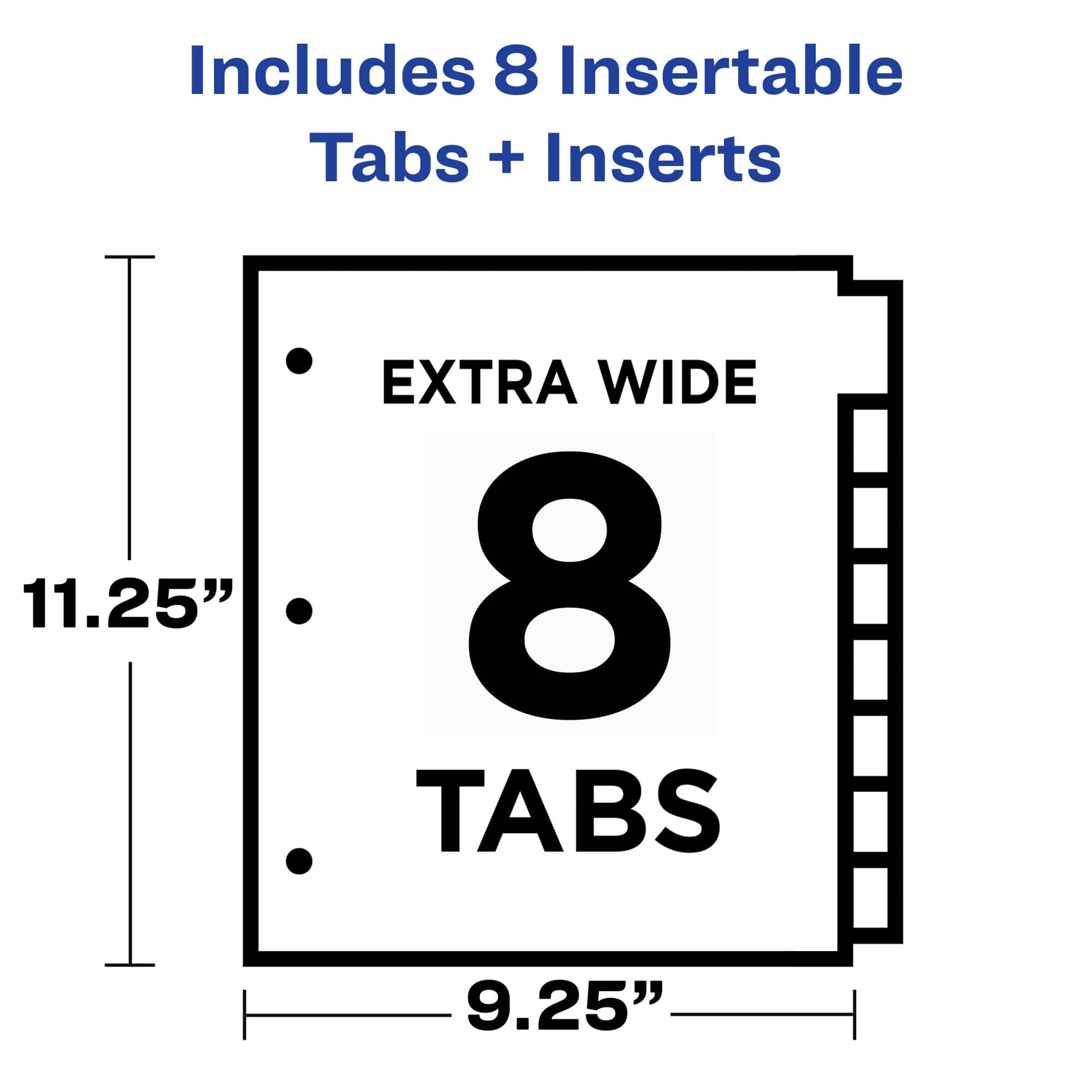 Avery Insertable Plastic Dividers for 3 Ring Binders, 8 Tabs per Set, Big Tabs, Two Pockets, Multicolor Binder Dividers, Works with Sheet Protectors (11903)