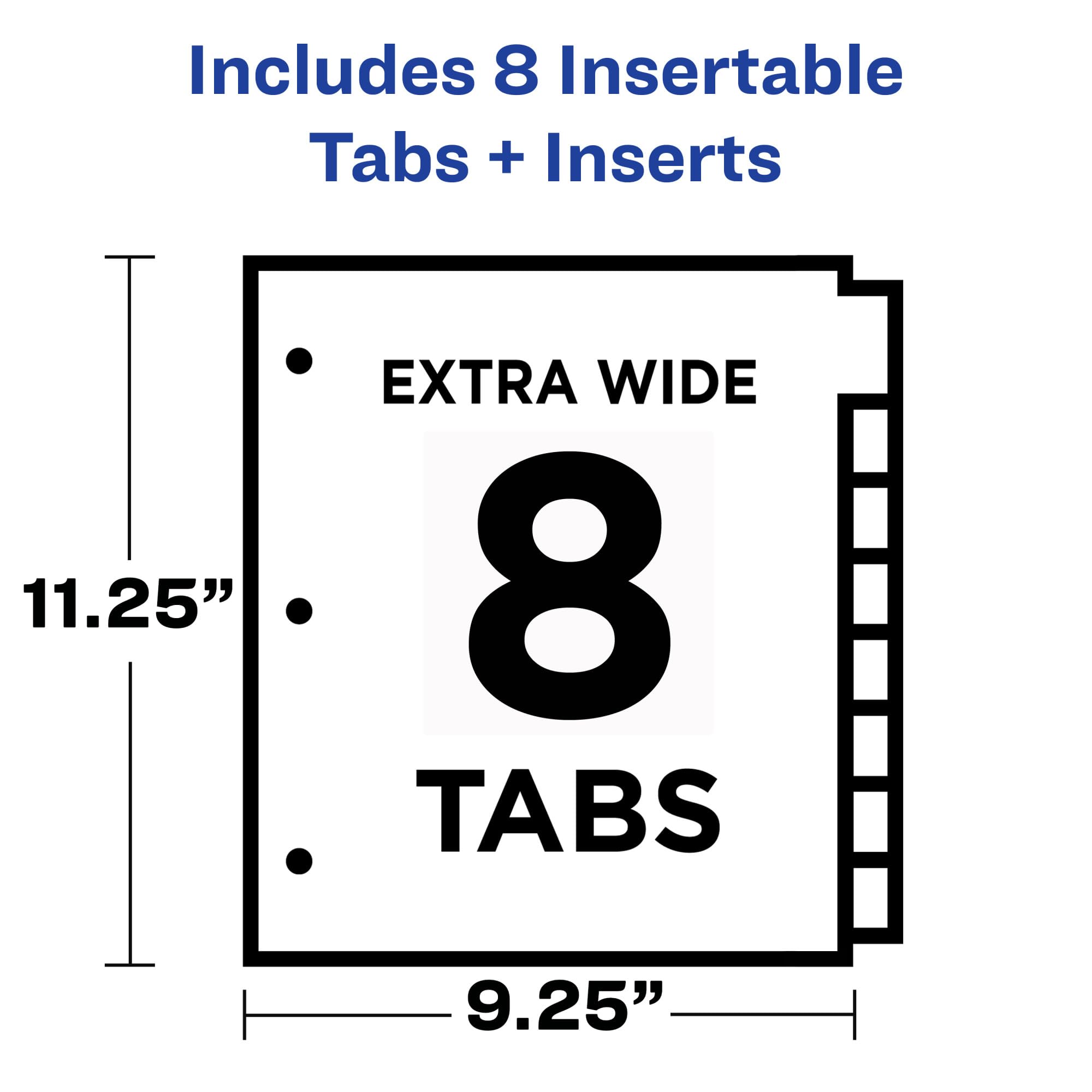 Avery Insertable Plastic Dividers for 3 Ring Binders, 8 Tabs per Set, Big Tabs, Two Pockets, Multicolor Binder Dividers, Works with Sheet Protectors (11903)