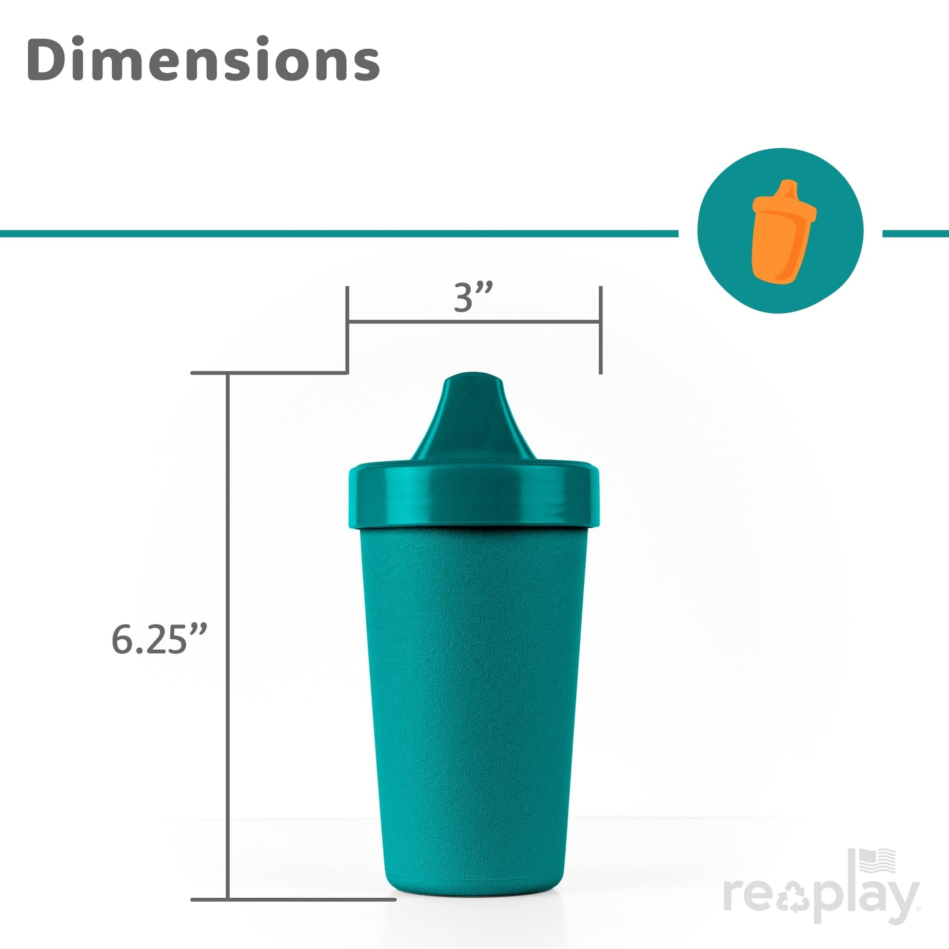 Re-Play Sippy Cups for Toddlers - 10 Oz. Reusable Spill Proof Cups for Kids, Dishwasher/Microwave Safe - Made in USA - Set of 4-3.13" x 6.25" - True Blue