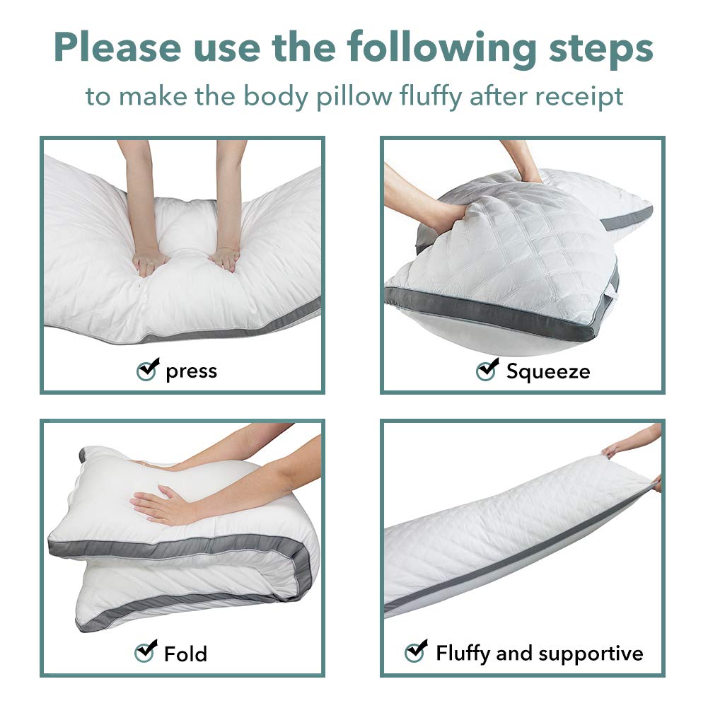 Oubonun Premium Adjustable Loft Quilted Body Pillows - Firm and Fluffy - Quality Plush - Down Alternative - Head Support Pillow - 21"x54"
