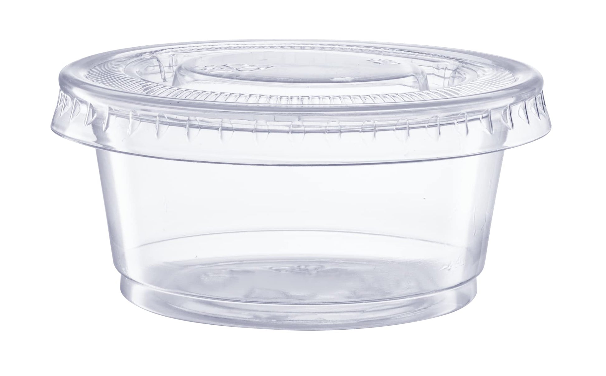 GUSTO [2 oz.-100] Count Clear Disposable Plastic Portion Cups with Lids - Soufflé Cups, Jello Shot Cups With Lids, Clear Plastic Containers Perfect for salad Dressing and More- Formerly Comfy Package