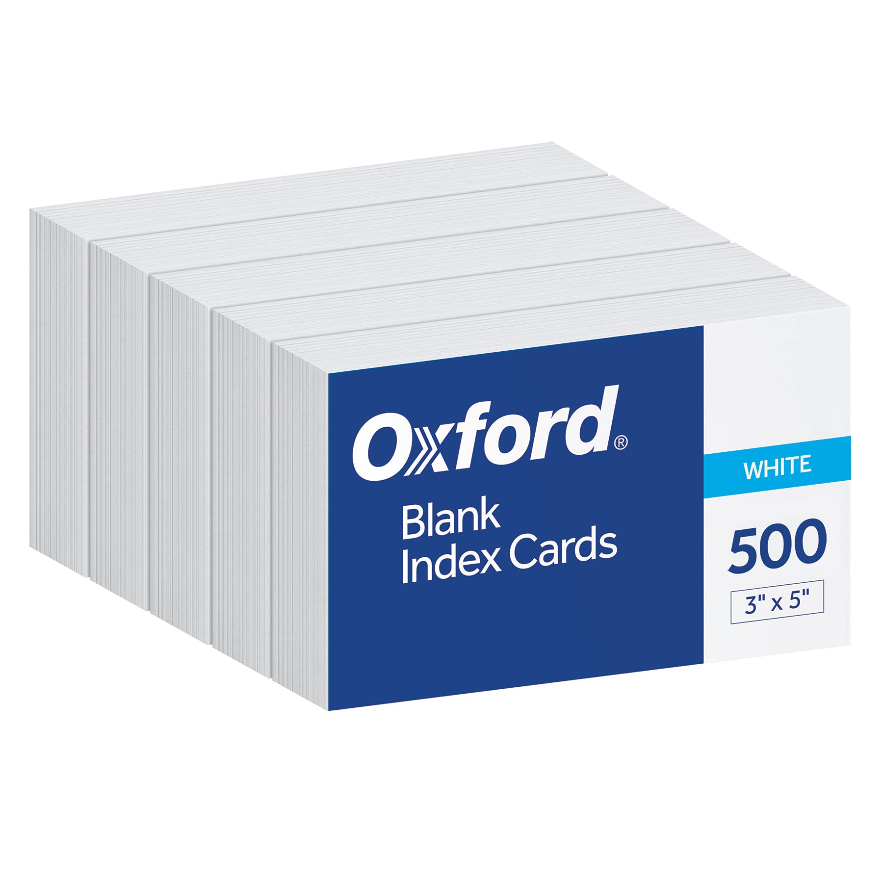 Oxford Index Cards, 3 x 5 Inches, White, Blank Notecards, Flashcards for School and Studying, Bulk Pack of Note Cards, 500 Count (5 Packs of 100) (40175)