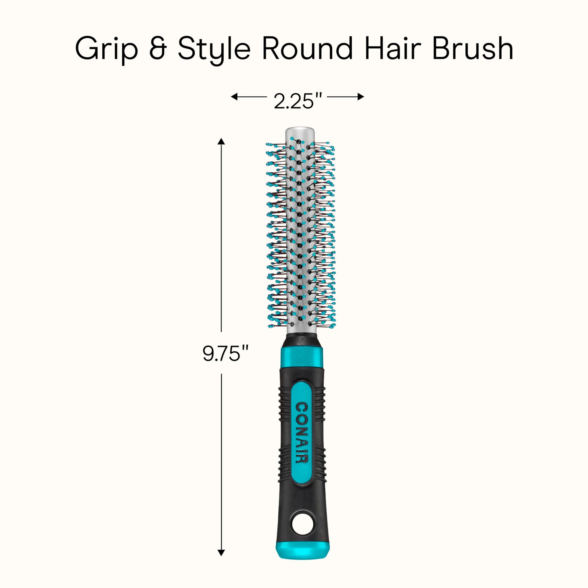 Conair Metal Round Hairbrush - Hair brush for blow out with Metal barrel and Nylon bristles - Adds body and fullness - Perfect for short hair and home hair stylists