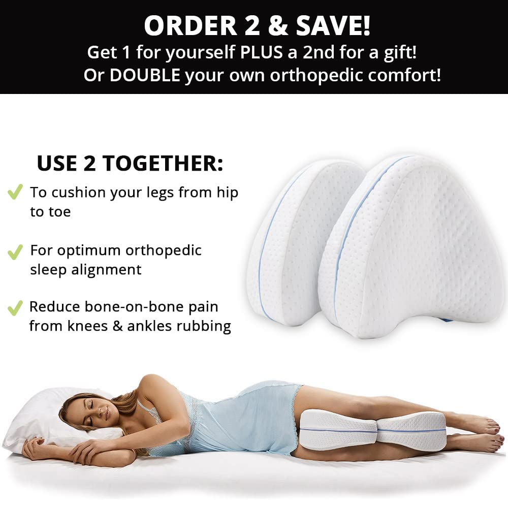 Contour Legacy Leg & Knee Foam Support Pillow for Side Sleepers Soothing Relief for Back, HIPS, Knees, Joints, Nerves & Muscles