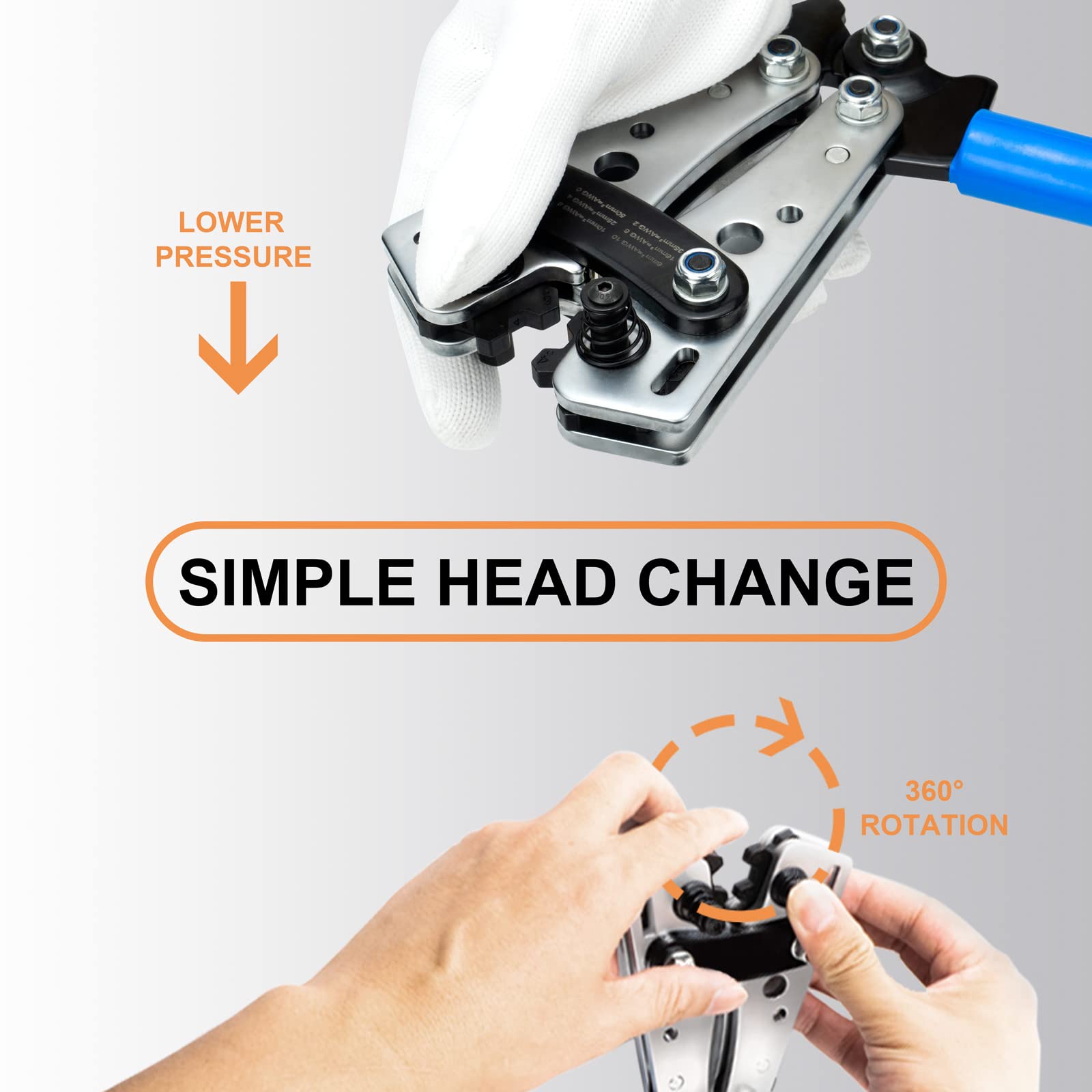 Sanuke Battery Cable Lug Crimping Tool Kit for AWG 8-1/0 Electrical Lug Crimper with 60pcs Wire Lugs and Heat Shrink Tubing