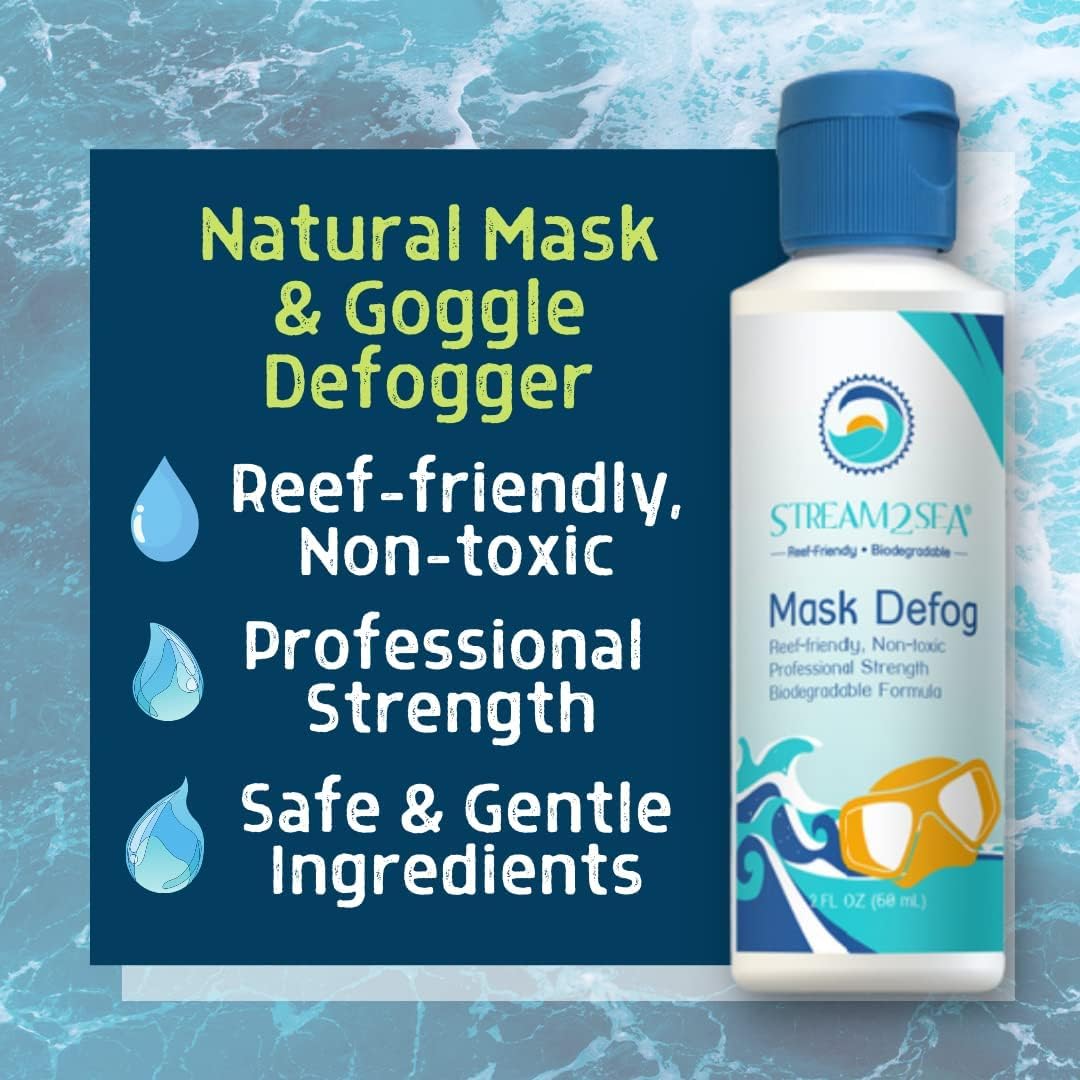 Reef Safe Anti-Fog Spray for Snorkel Masks & Swim Goggles - Defogs Glasses & Masks
