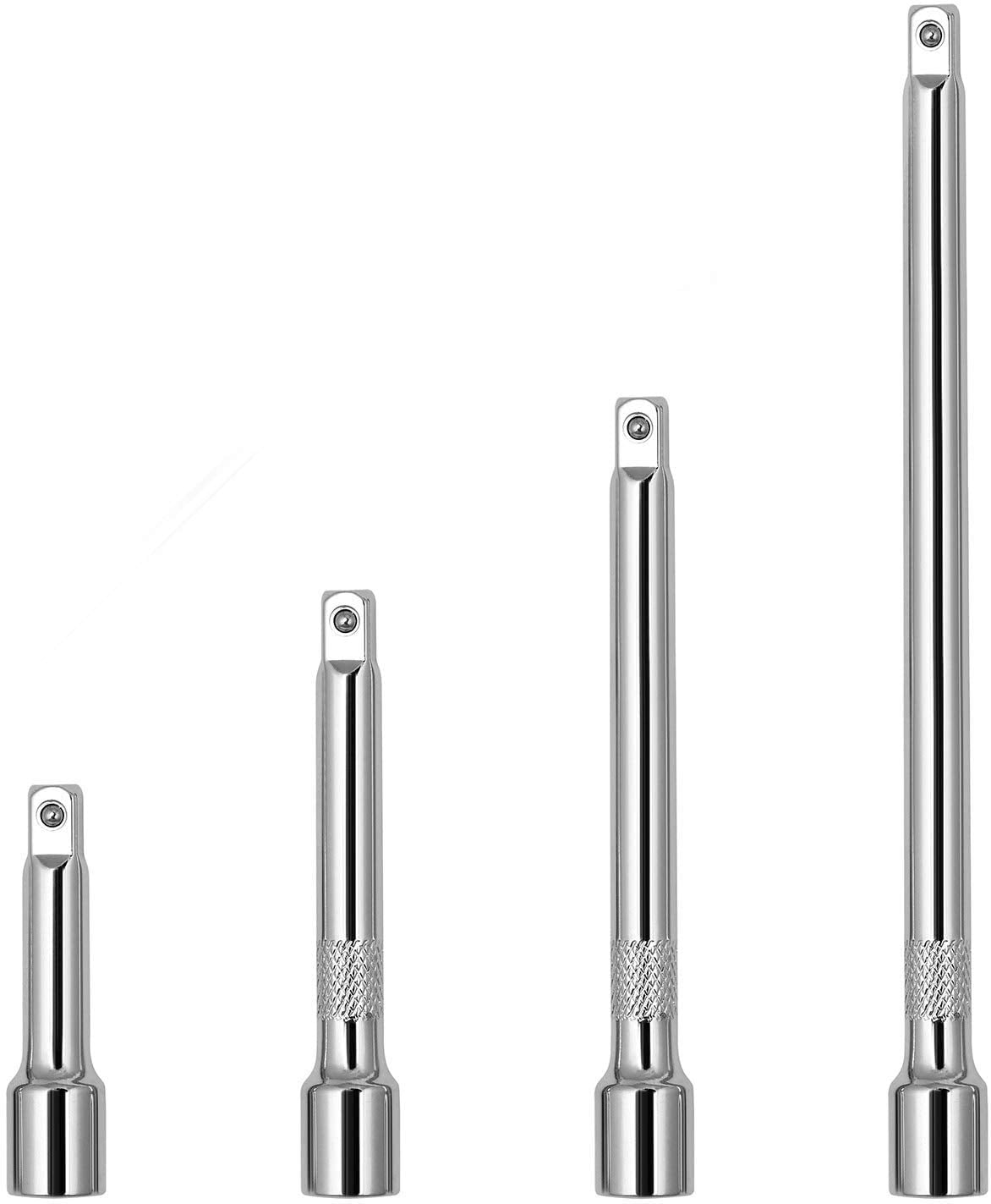 1/4" Socket Extension Set - 4PCS Drive Socket Quarter Inch Extension Bar Set 2" / 50mm, 3" / 75mm, 4" / 100mm, 6" / 150mm CR-V Durable Material