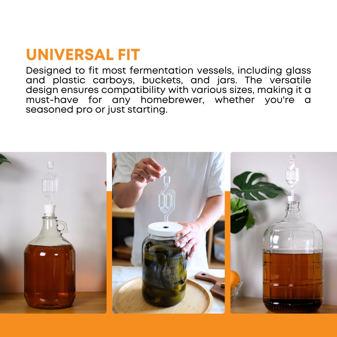 Twin Bubble Airlock and Carboy Bung (Pack of 2)