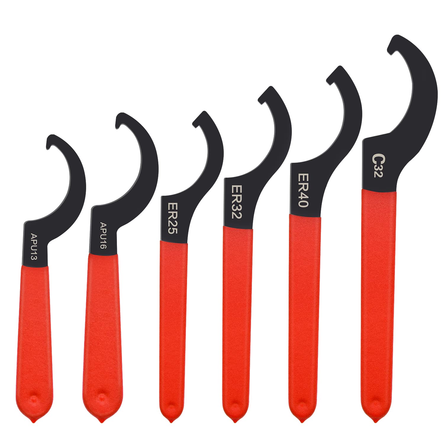 Mdvora 6pcs Coilover Spanner Wrench Set, C-Shape Shock Spanner Hook Wrench Tools, for Suspension System and Shock Adjustment