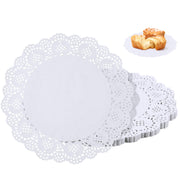 100 Pieces Paper Doilies, 12 Inch Doilies for Food, Disposable Lace Paper Doilies for Tables, Round Paper Placemats Bulk for Cakes Desserts Crafts (White)