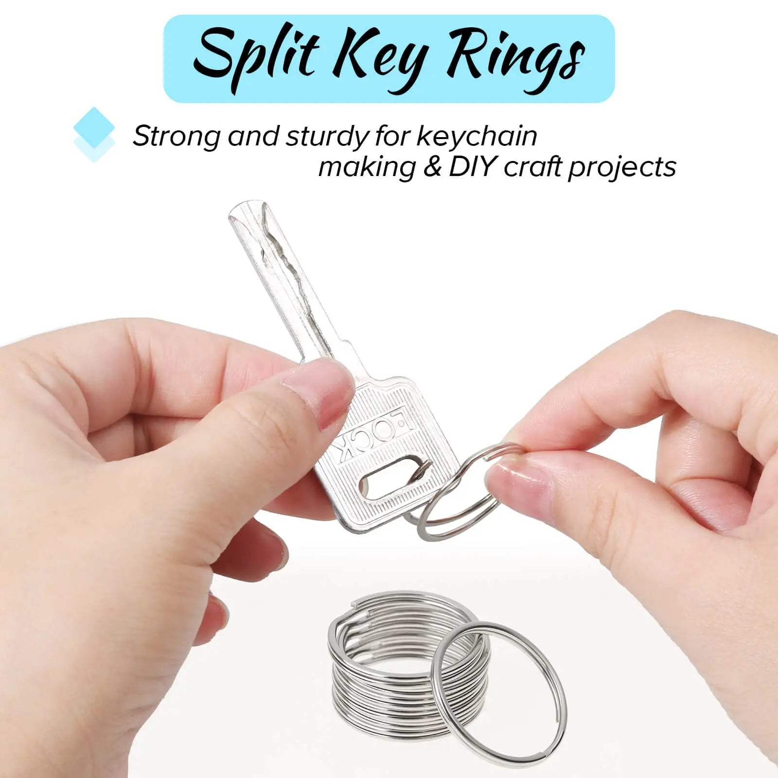 Paxcoo 100 Pack Keyrings, Split Key Rings Bulk for Keychain and Crafts (1 Inch)