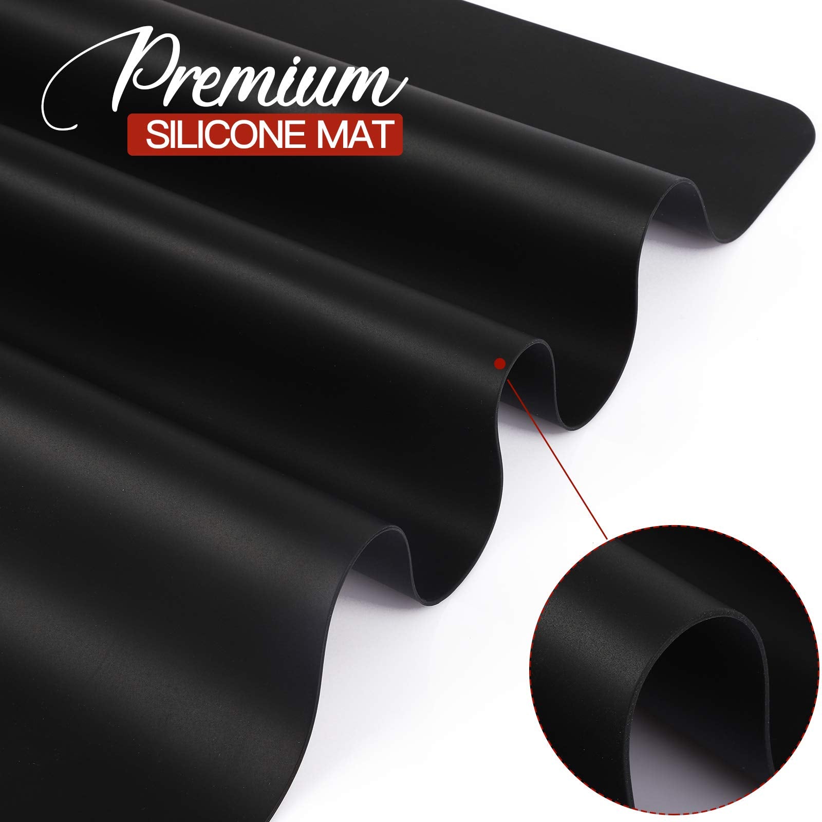 LEOBRO Silicone Mat, 23.4”x 15.6” Large Silicone Mats for Resin Crafts, Playdough Mat, Thick Silicone Sheet for Resin Molds, Nonstick Clay Mat, Silicone Craft Mat for Epoxy Resin, Black Silicone Mat