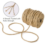 Tenn Well 5mm Jute Rope, 100 Feet 4Ply Twisted Heavy Duty and Thick Twine Rope for Gardening, Crafting, Packing, Bundling and Home Decor