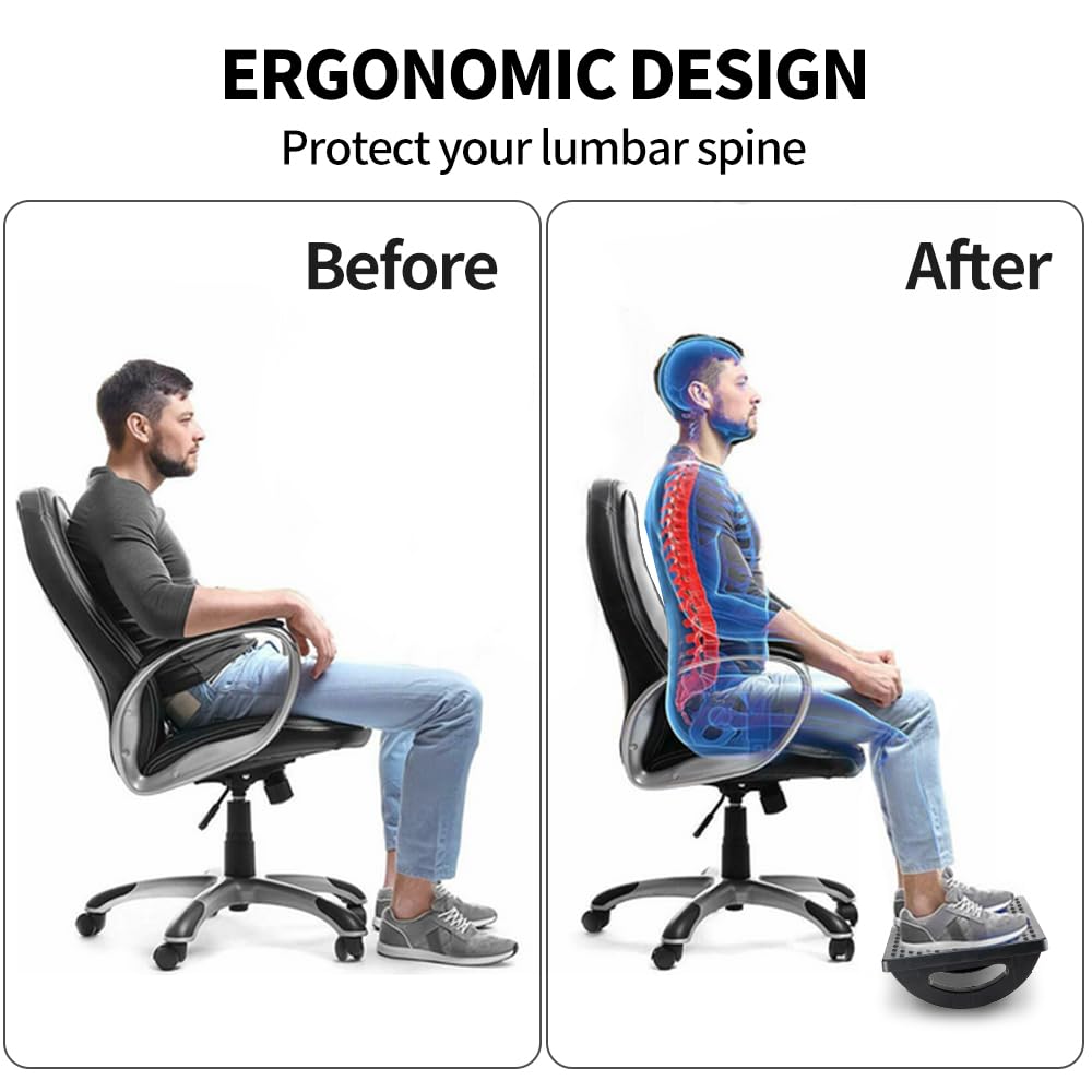 CasaZenith Foot Rest for Under Desk at Work - Ergonomic Foot Stools for Under Office Desk - Rocking Footrest with Roller Massager - Leg Rest for Chair, Computer Gaming - Promote Leg Circulation