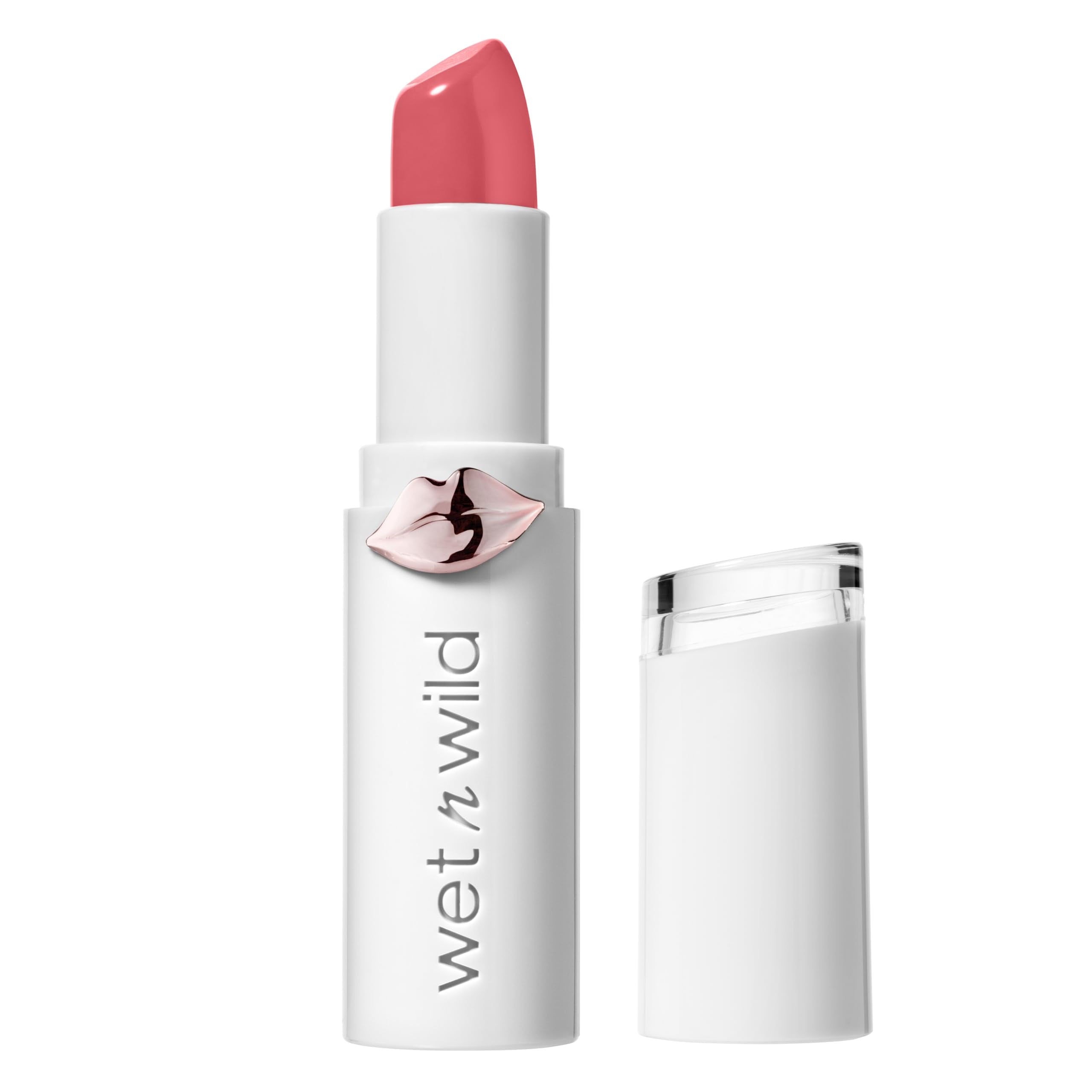 أحمر شفاه wet n wild Mega Last عالي اللمعان، غني بزيوت البذور لترطيب عالٍ ولمعان، لون كريمي قابل للزيادة والمزج، لم يتم الإساءة إلى الحيوانات في تصنيعه ونباتي - روز آند سلاي