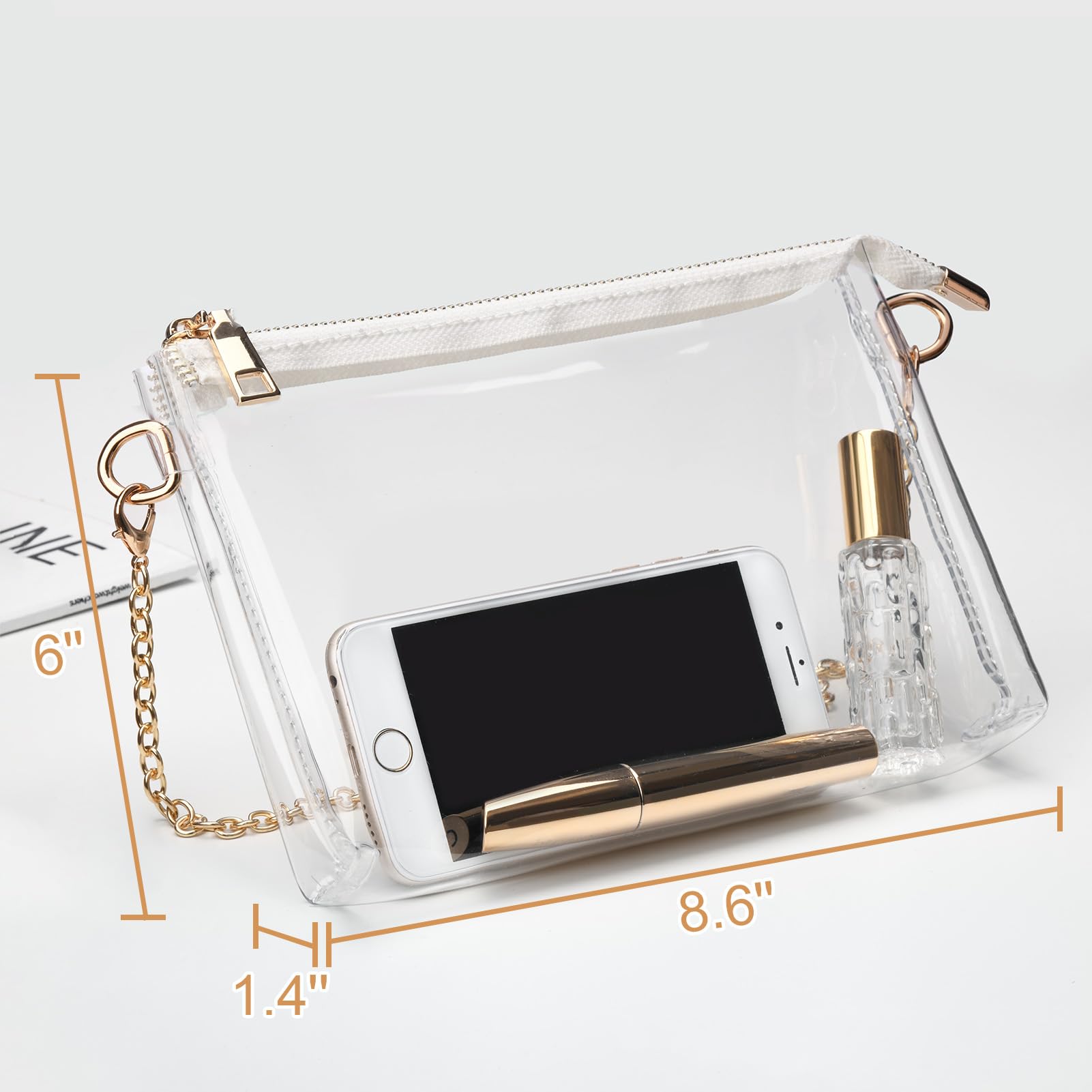 BS-VOG Clear Purse for Women - Stadium Approved Small Crossbody Bag with Zipper, Clear Stadium Bag for Concerts Sports