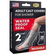 100% Waterproof Cast Covers for Shower Leg - Tight Seal - Reusable Adult 2pk Half Leg Cast Protectors - Knee, Ankle, Foot