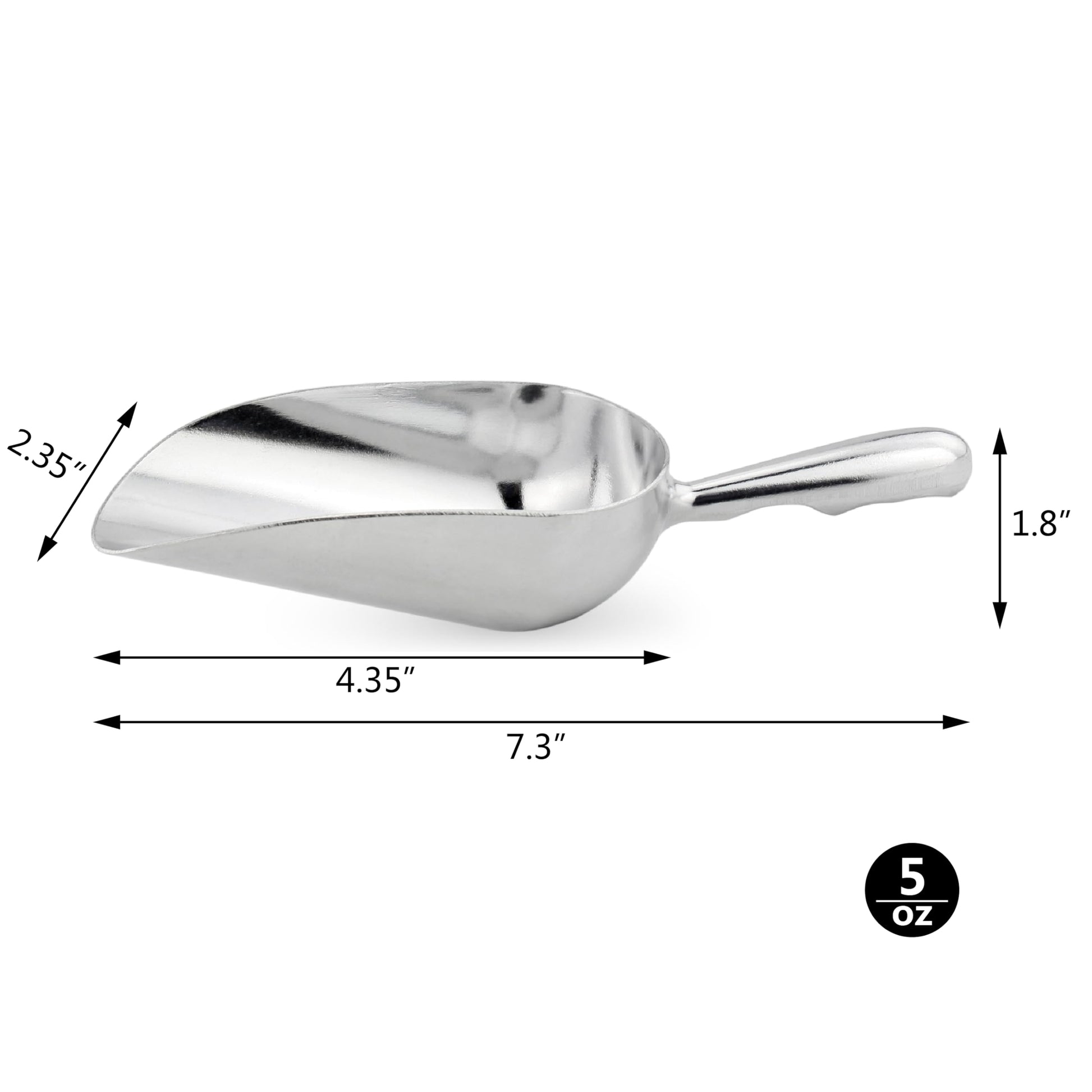 New Star Foodservice 34509 One-Piece Cast Aluminum Round Bottom Bar Ice Flour Utility Scoop, 5-Ounce, Silver (Hand Wash Only)