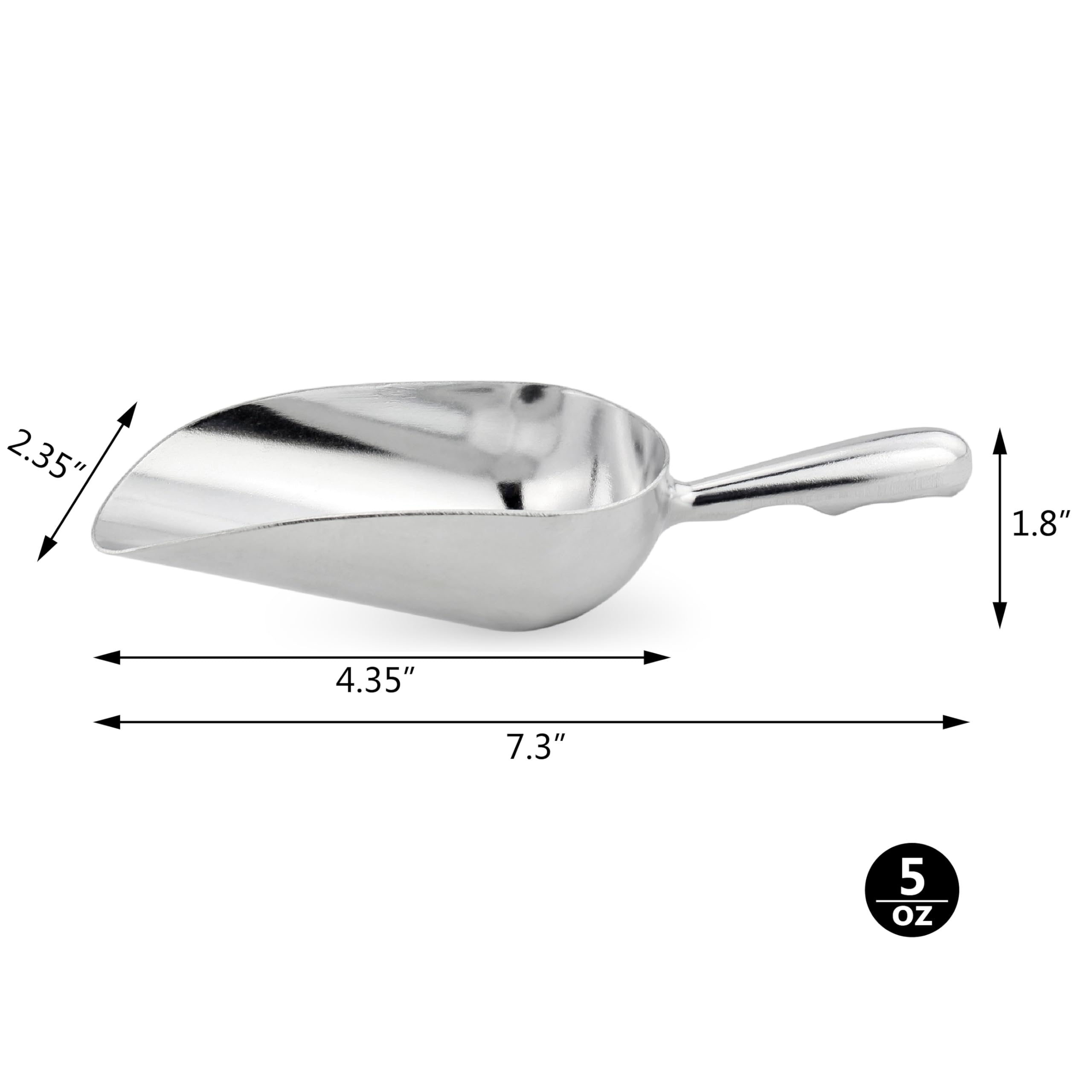 New Star Foodservice 34509 One-Piece Cast Aluminum Round Bottom Bar Ice Flour Utility Scoop, 5-Ounce, Silver (Hand Wash Only)