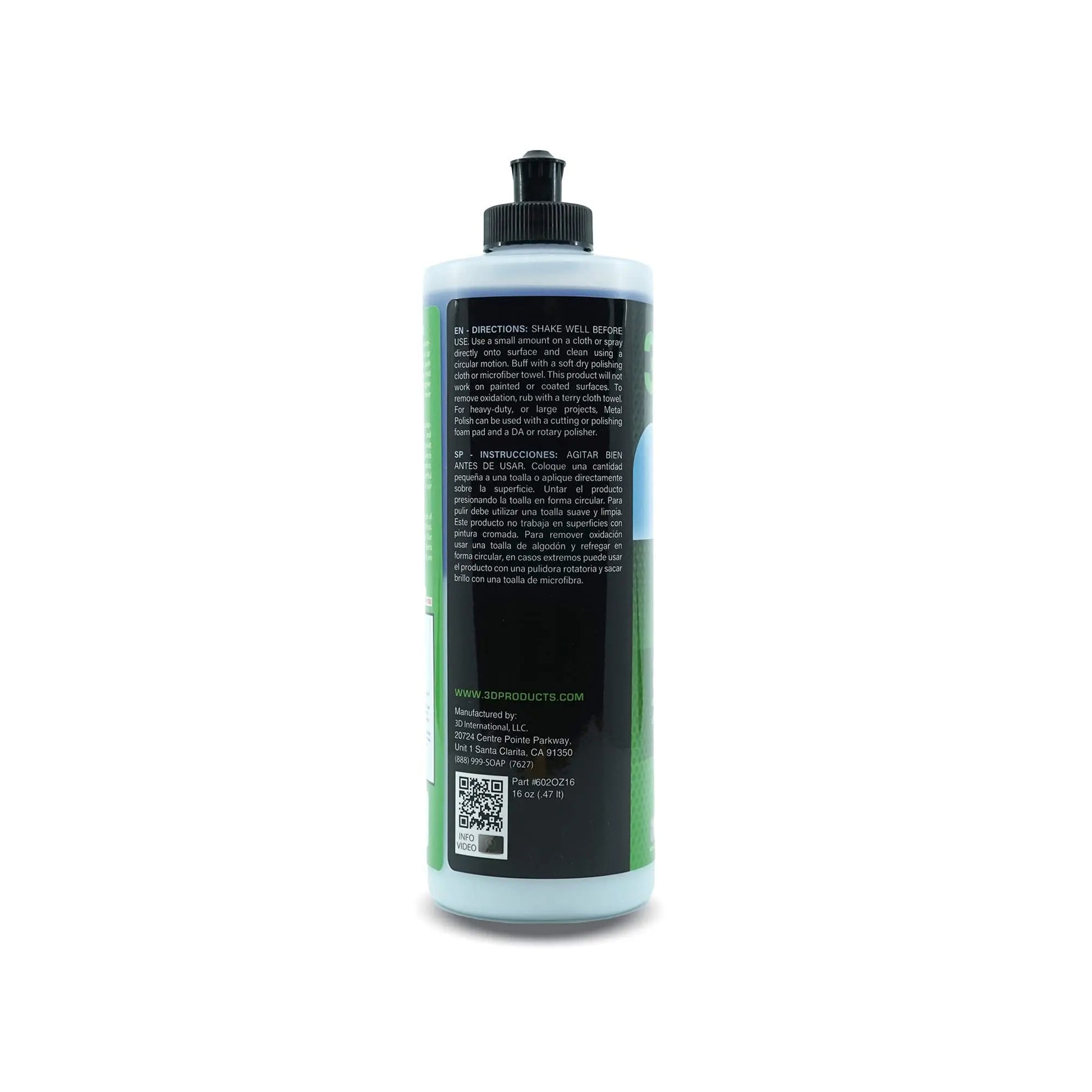 3D Metal Polish – Heavy Duty Car Metal Polish for Aluminum, Chrome, Brass, Copper, Silver – Removes Oxidation, Tarnish & Stains – 16oz – Made in USA