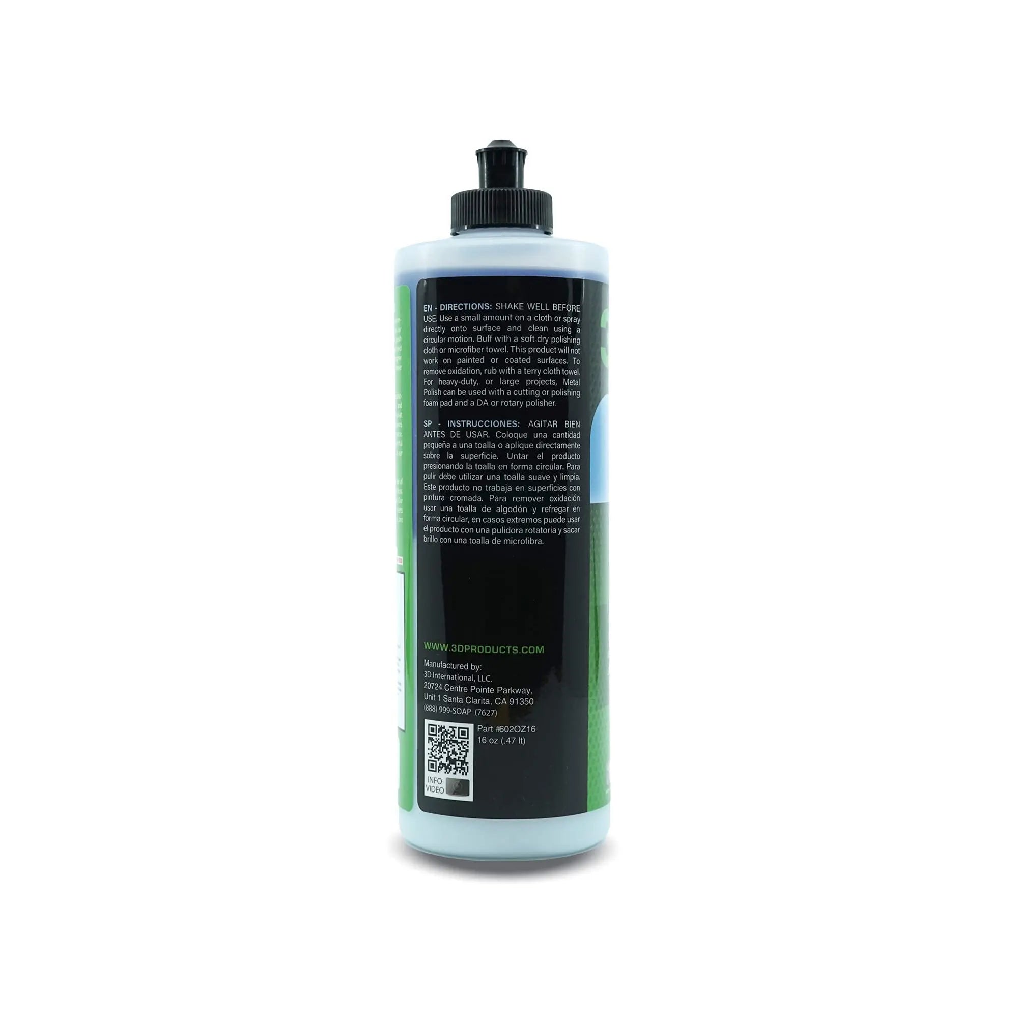 3D Metal Polish – Heavy Duty Car Metal Polish for Aluminum, Chrome, Brass, Copper, Silver – Removes Oxidation, Tarnish & Stains – 16oz – Made in USA