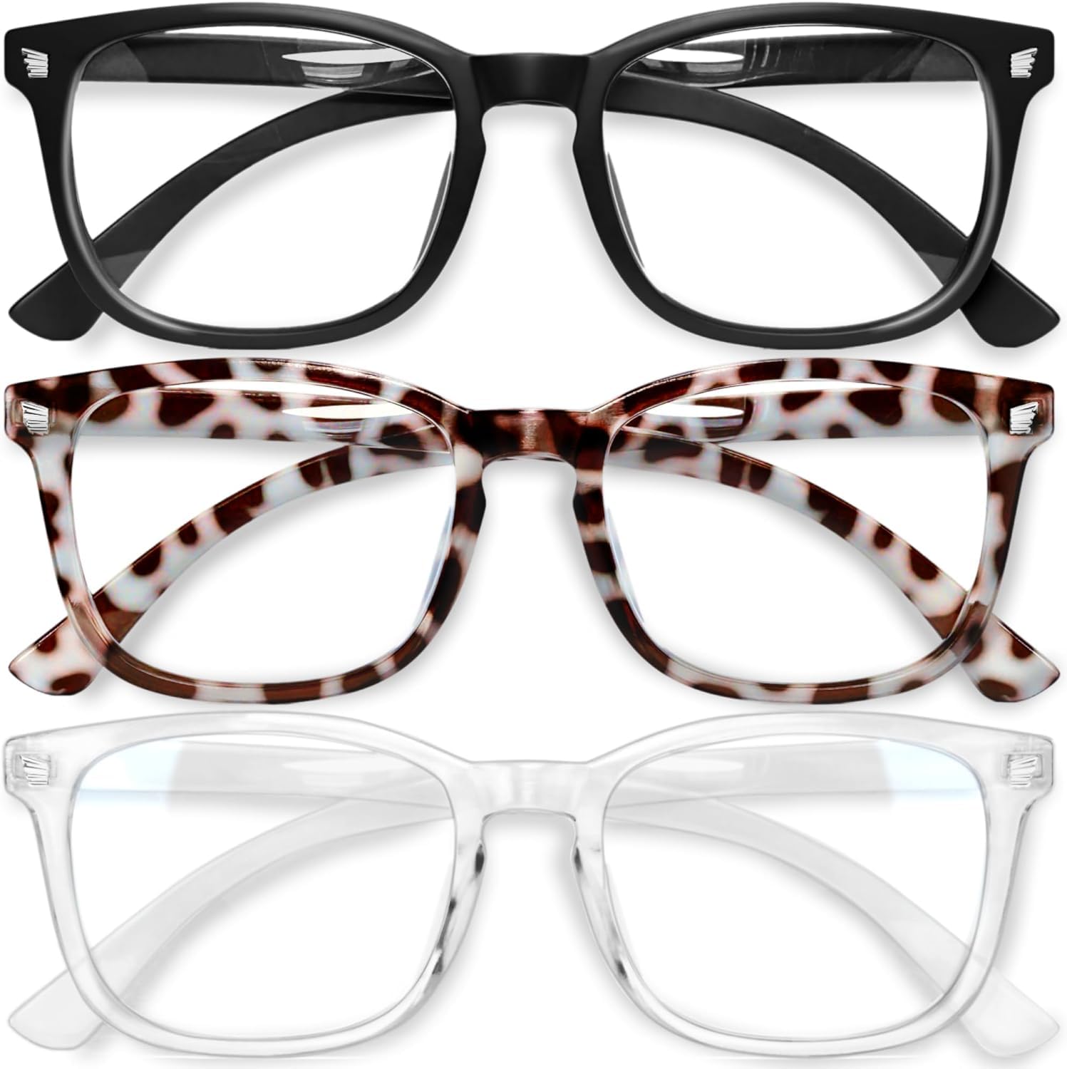 Gaoye Stylish Blue Light Glasses for Woman - Computer Glasses up to 99% Blue Light Blocking - Lightweight Frames - 3 pack