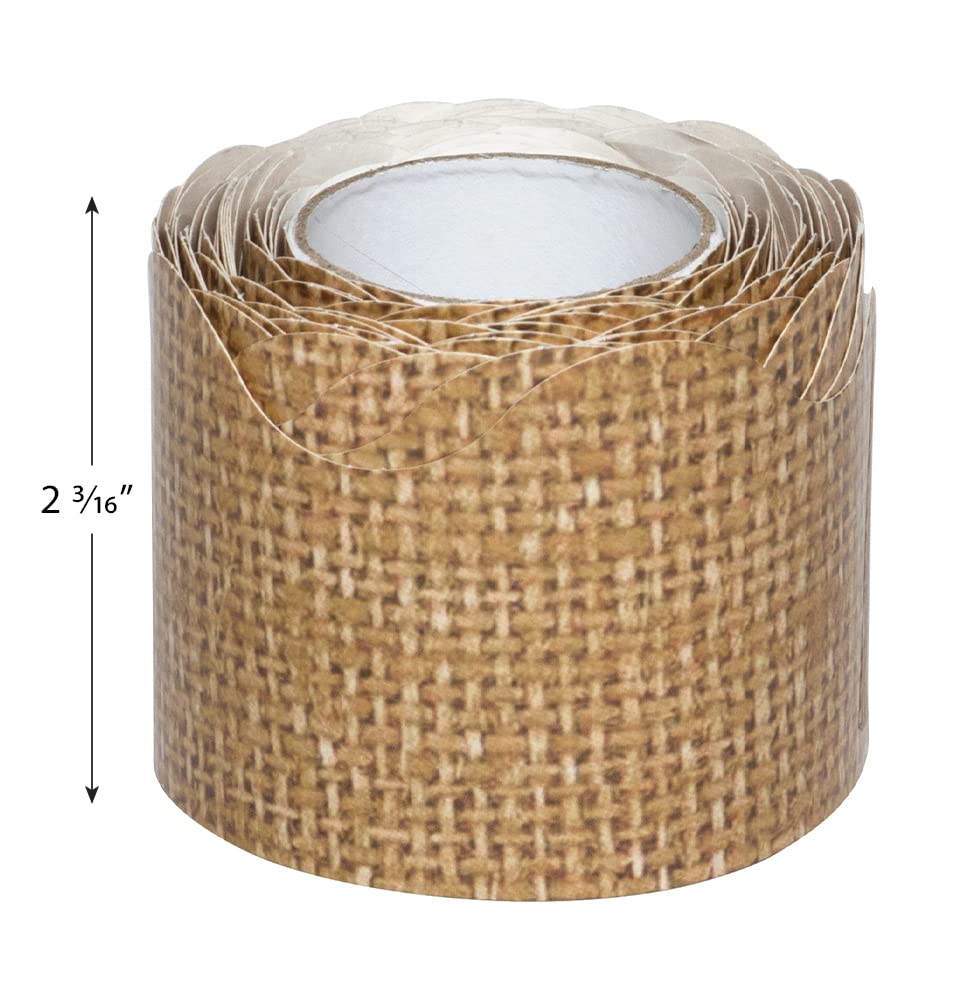 Teacher Created Resources Burlap Scalloped Rolled Border Trim - 50 ft - Decorate Bulletin Boards, Walls, Desks, Windows, Doors, Lockers, Schools, Classrooms, Homeschool & Offices