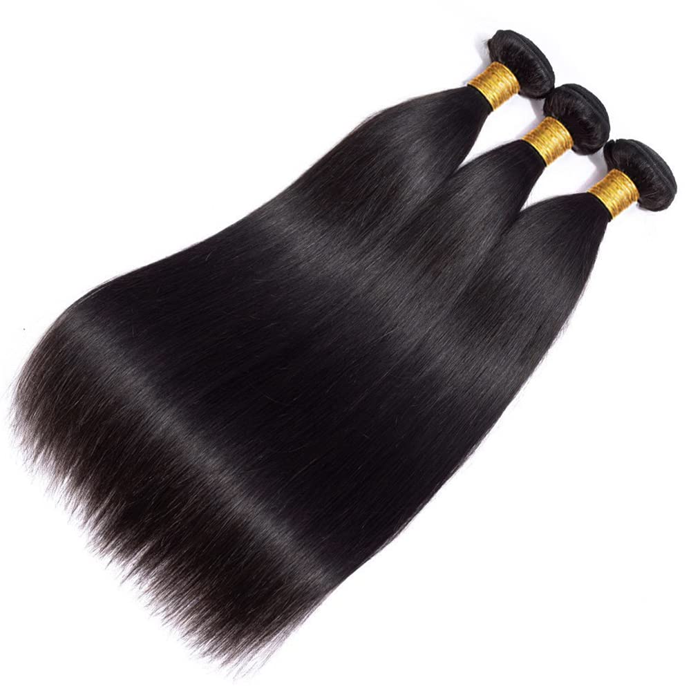 10A Brazilian Straight Human Hair Bundles 18 20 22 Inch 100% Unprocessed Virgin Straight Weave 3 Bundles Deals Human Hair