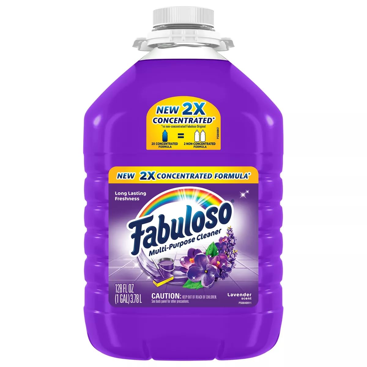 2X Double Concentrated Fabuloso All Purpose Cleaner - Fabuloso Floor Cleaner - Purple Lavender Scent Multipurpose Cleaner, 1 Gallon - Makes 64 Gallons (128oz) - Bundled With Decal