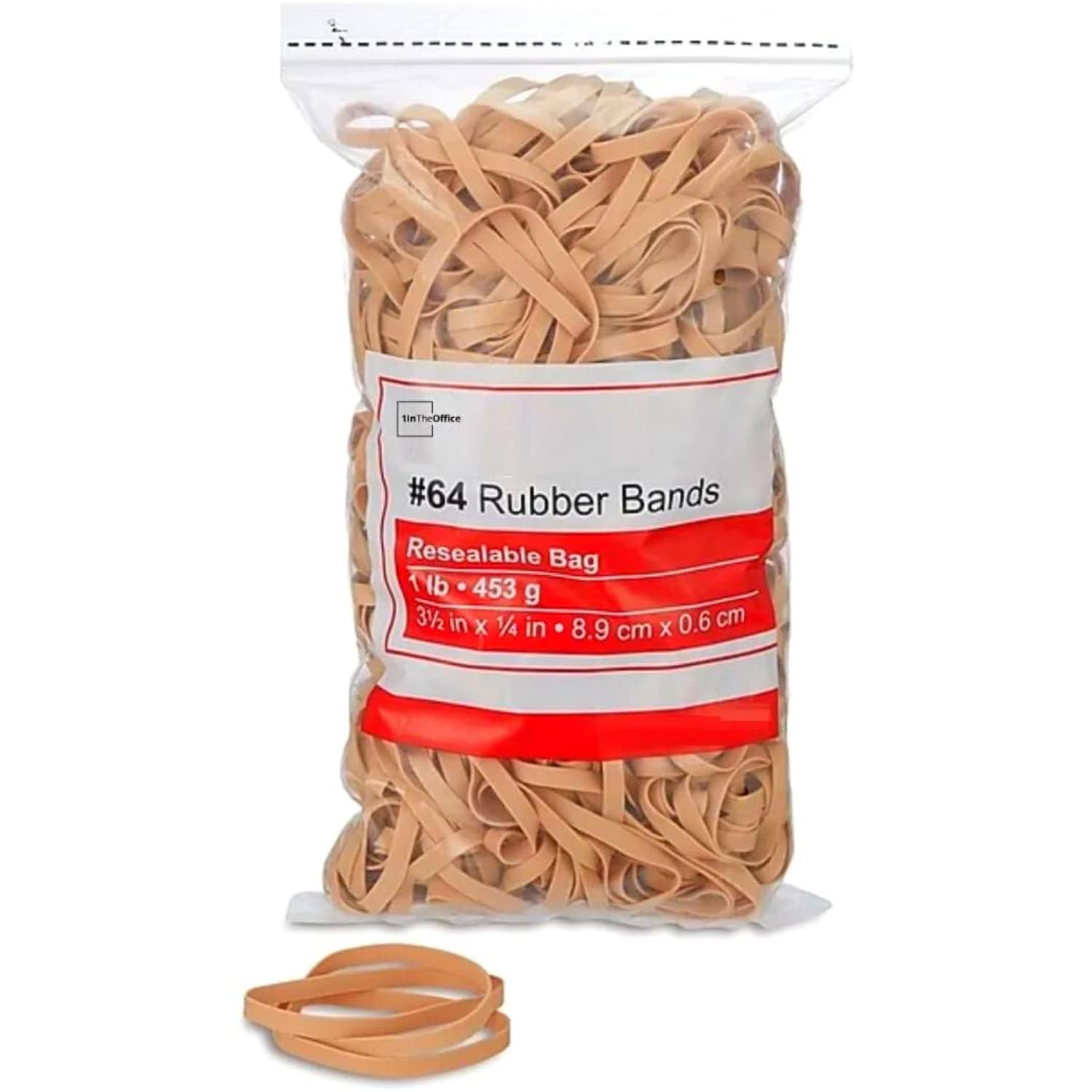 1InTheOffice Rubber Bands #64, Thick Rubber Bands, Heavy Duty Rubber Bands, Beige, Size 64, 380Pack