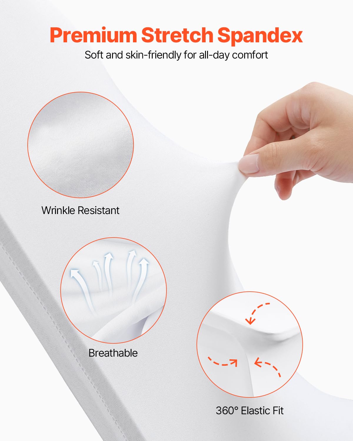 VEVOR 100 Pcs White Chair Covers Polyester Spandex Chair Cover Stretch Slipcovers for Wedding Party Dining Banquet Flat-Front Chair Covers