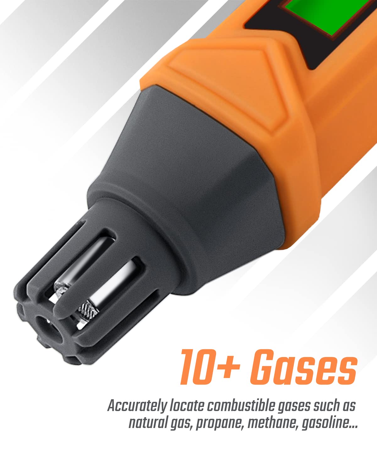 TopTes PT199 Natural Gas Leak Detector with Audible & Visual Alarm, Portable Gas Sniffer to Locate Combustible Sources Like Methane, Propane for Home(Includes Battery x2)-Orange