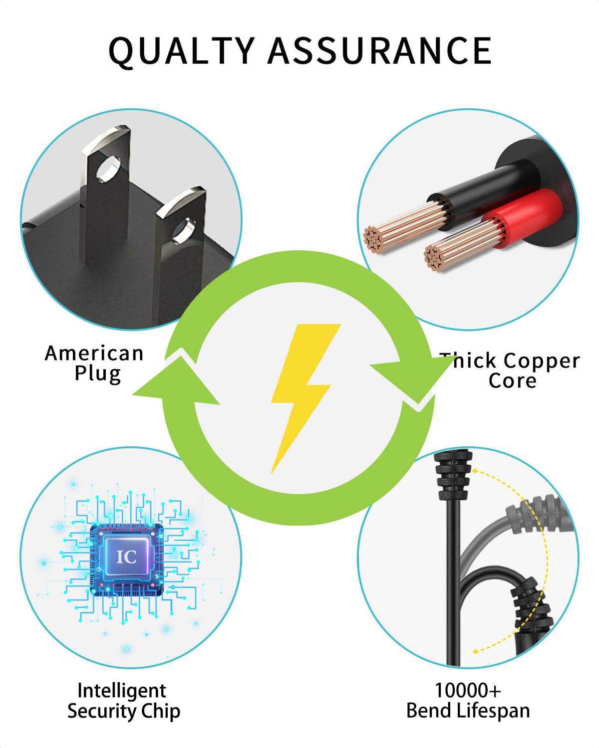 12V 2A Power Supply AC Adapter Replacement with 8 Tips, Regulated 12 Volts 2000mA Cord Charger for LED Strip Light, CCTV Camera, GPS, Webcam, Router, BT Speaker DC12V Transformer (6ft)