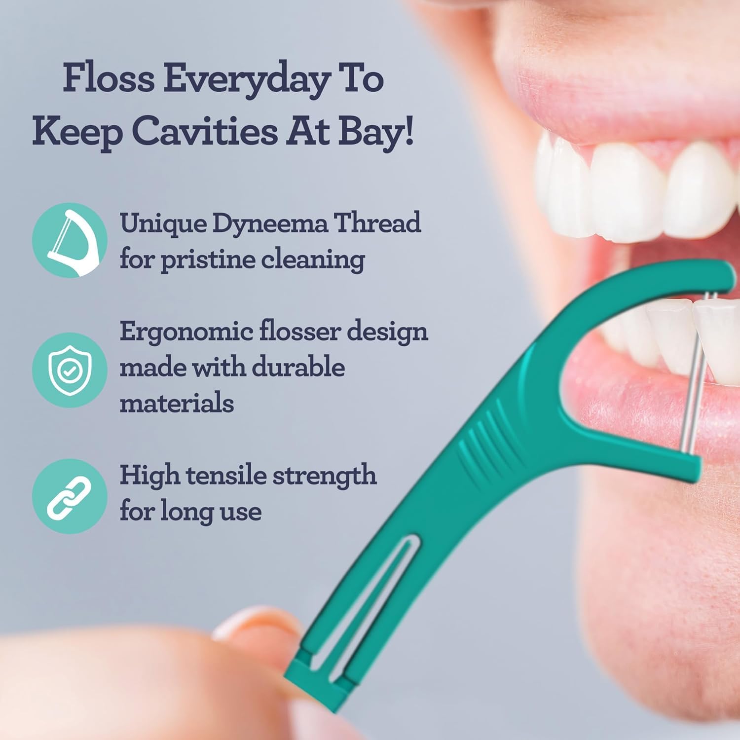 GuruNanda Dual Slickers Floss Picks - Double Threaded Dyneema Dental Floss with Foldable Toothpick for Effective Plaque Removal - Unflavored- 150 Ct