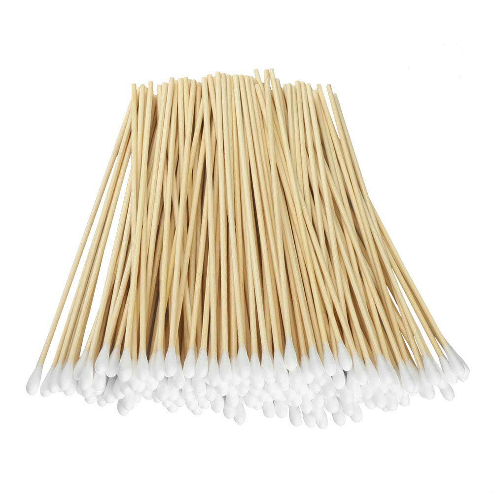 Yinghezu 200 Pcs Count 6" Inch Long Cotton Swabs with Wooden Handles Cotton Tipped Applicator, Cleaning with Wood Handle for Oil Makeup Gun Applicators, Eye Ears Eyeshadow Brush and Remover Tool