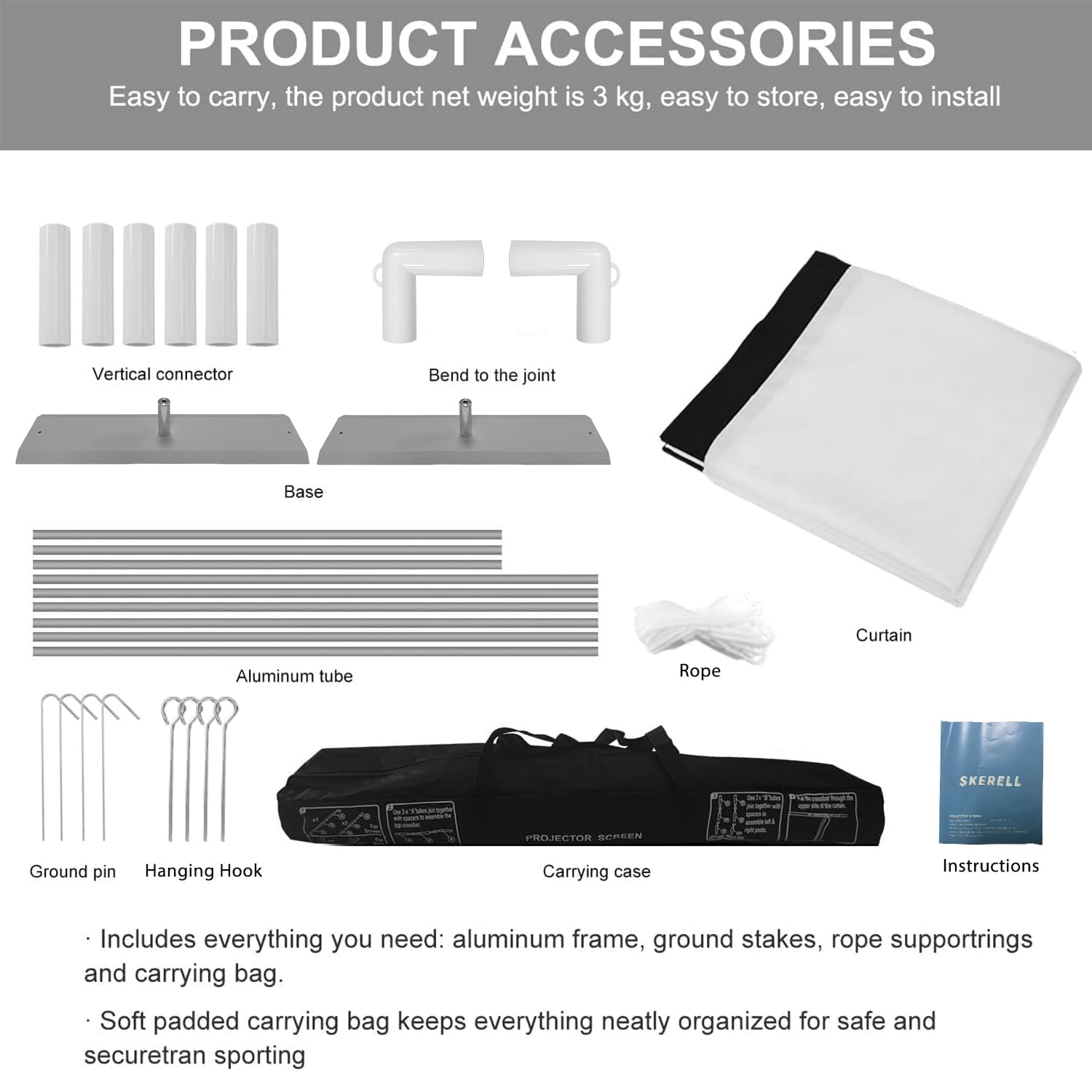 Outdoor Projector Screen with Stand 100 Inch: Portable Projection Screen for Outside Theater Home Backyard Movies