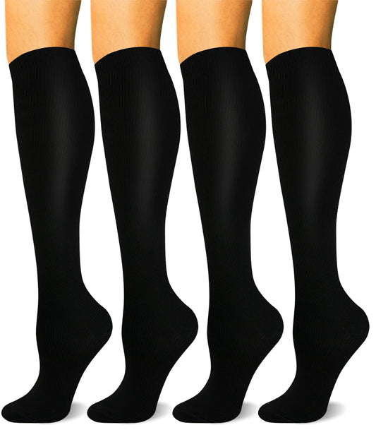 4 Pairs Compression Socks for Women & Men - Best Support for Medical, Circulation, Nurses, Running, Travel