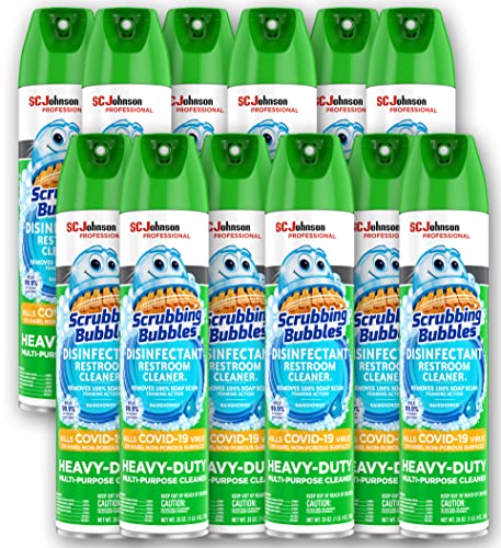 SC Johnson Professional, Scrubbing Bubbles Multipurpose Bathroom Cleaner & Disinfectant Aerosol, 25 Oz (Pack of 12)