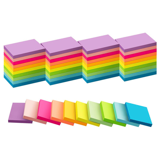 (50 Pads) Sticky Notes 1.5x2, 10 Colors Self Sticky Notes, Sticky Pads, Recyclable, Self-Stick Pads, Easy to Post for Home, Office, Notebook