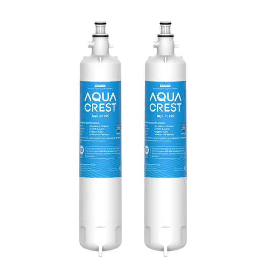 AQUA CREST AQF-FF19C Replacement for GE® RPWFE®, RPWF (with CHIP) Refrigerator Water Filter, Compatible with GYE22HMKES, GYS22GMNES, GYE22HBLTS, DFE28JSKSS, GFE28HMHES, GNE29GYNFS, 2 Filters