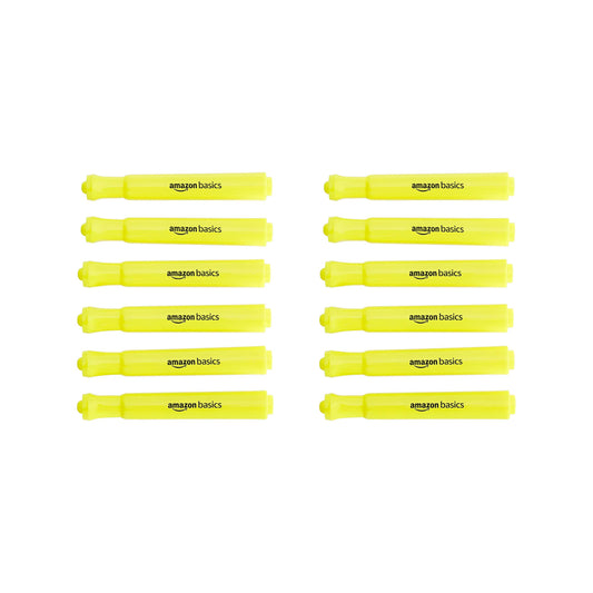 Amazon Basics Tank Style Highlighters - Chisel Tip, Yellow, 12-Pack