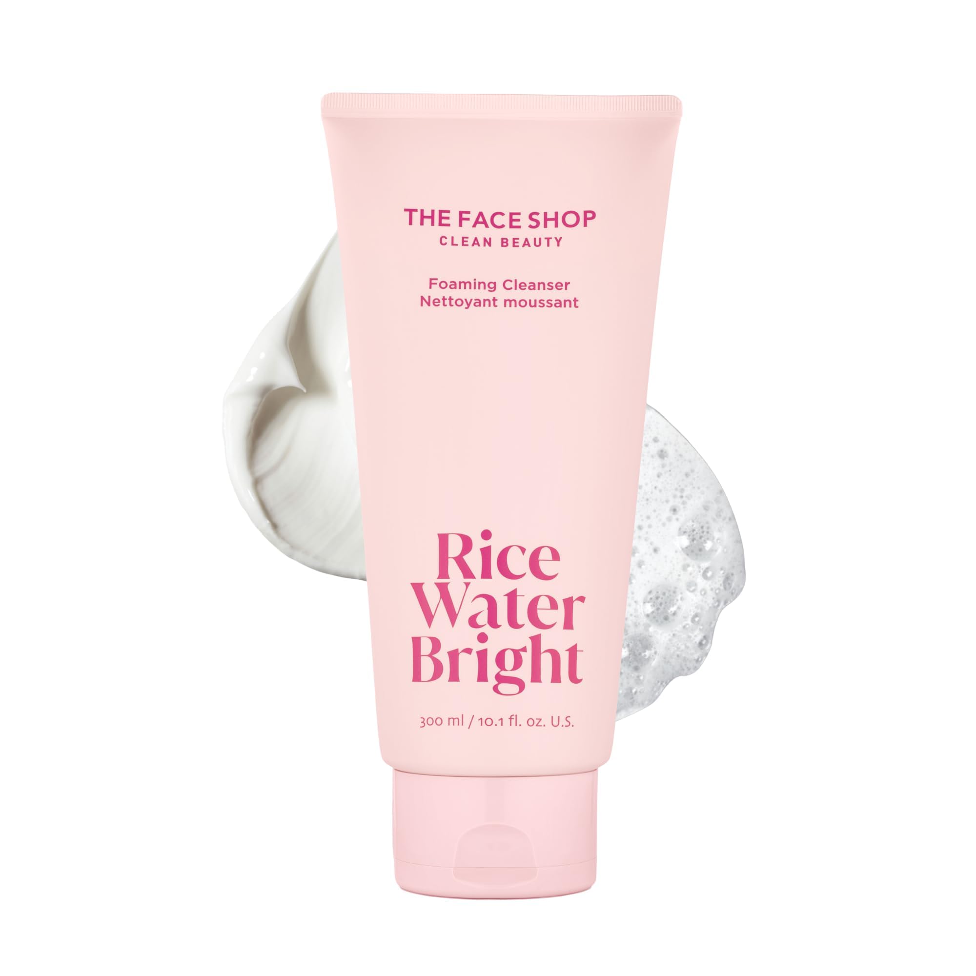 The Face Shop Rice Water Bright Foaming Facial Cleanser with Ceramide, Gentle Face Wash for Hydrating & Moisturizing, Vegan Face Cleanser, Makeup Remover, Korean Skin Care for All Skin Types, 150ml