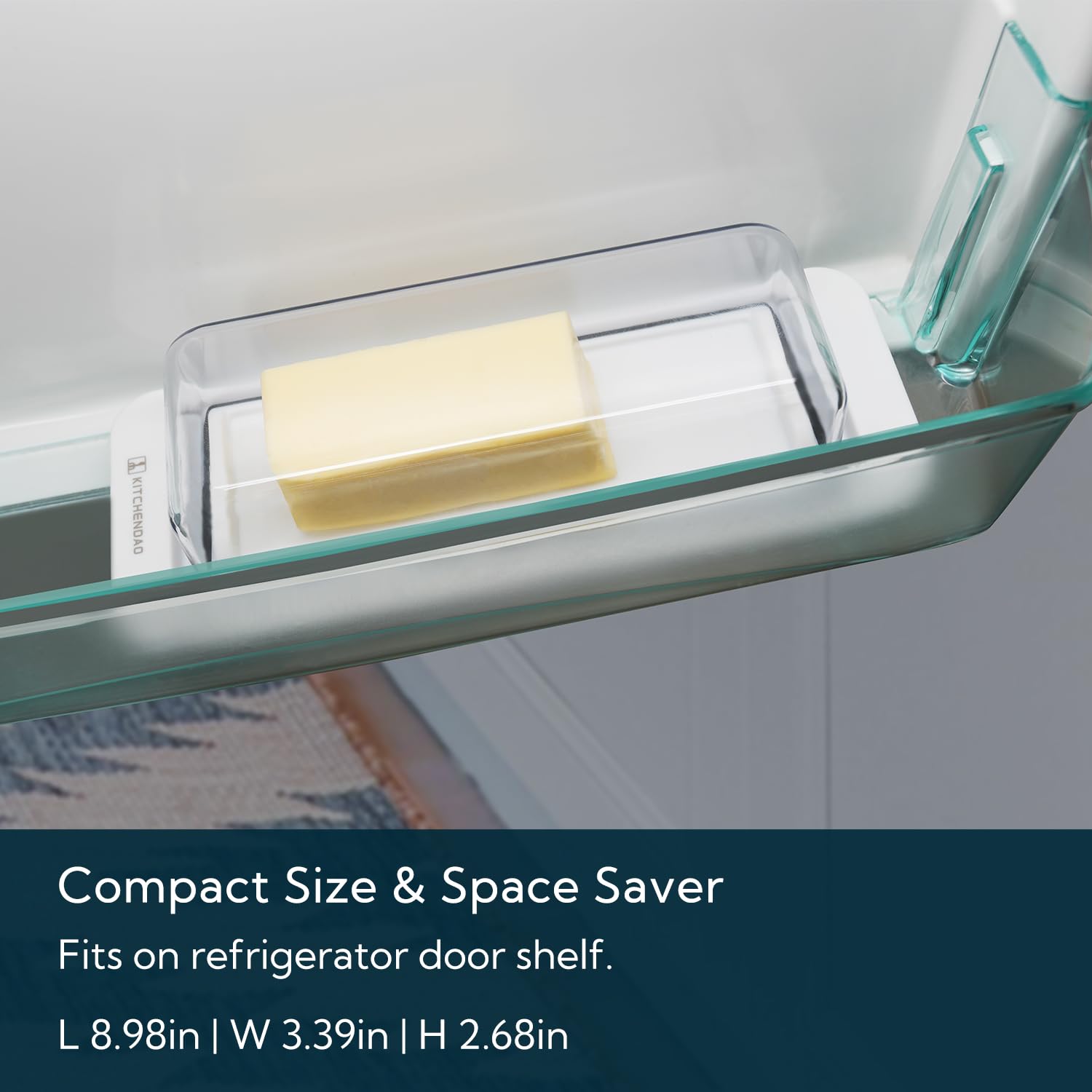 KITCHENDAO Airtight Butter Dish with Lid for Countertop and Refrigerator Door Shelf, Butter Keeper, Plastic Butter Holder Tray Container for West/East Coast Butter, White